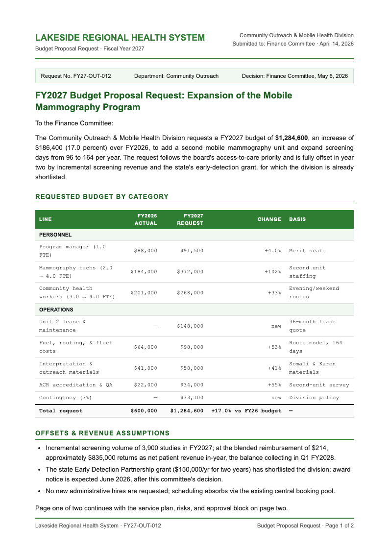 Financial Statement Proposal Request